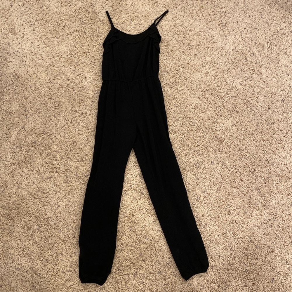 Zunie Kids Black Ruffle Spaghetti Strap Romper - Size M (10/12)